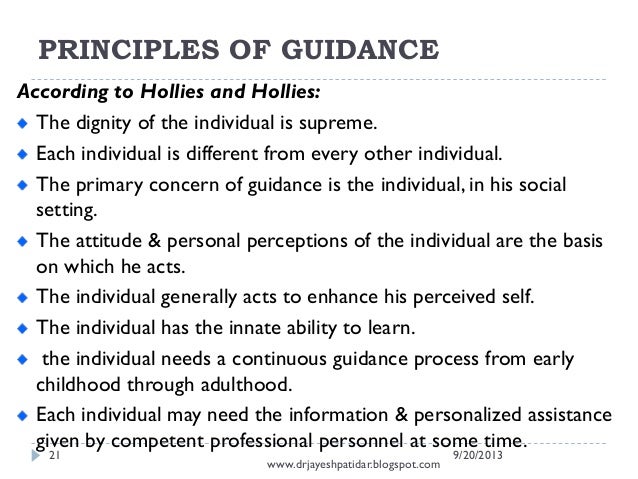 Principles of Guidance and Counselling